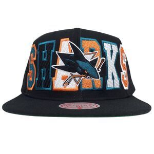San Jose Sharks Mitchell & Ness‎ NHL Snapback Hat Cap 3D Logo Black NWT